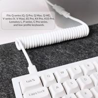 Keychron Aangepaste opgerolde Aviatorkabel, wit, 5-pins (GX12) afneembare metalen connector, USB-C naar USB-C met USB-A-adapter, duurzame gevlochten kabel voor mechanische toetsenborden, opladen en - thumbnail
