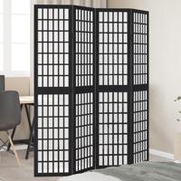 Kamerscherm met 4 panelen massief paulowniahout zwart - thumbnail