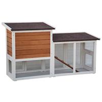 @Pet konijnenhok villa 147x50x80 cm wit en bruin - thumbnail