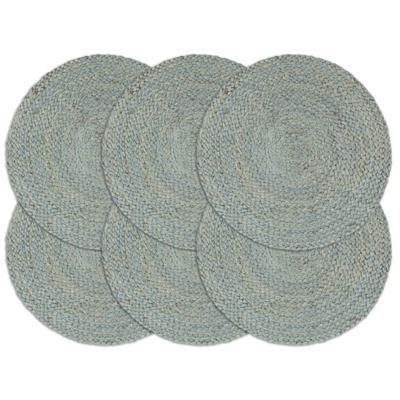 VidaXL Placemats 6 st rond 38 cm jute olijfgroen