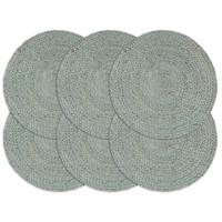 VidaXL Placemats 6 st rond 38 cm jute olijfgroen - thumbnail