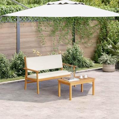 Tuinbankenset met kussen 2 pcs Crème Wit Massief Acaciahout
