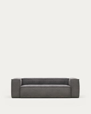 Kave Home 3-zits Bank 'Blok' Rib, kleur Donkergrijs