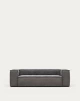 Kave Home 3-zits Bank 'Blok' Rib, kleur Donkergrijs - thumbnail
