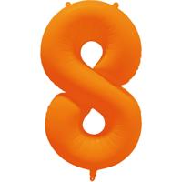 Folieballon Cijfer 8 Neon Oranje (86cm) - thumbnail
