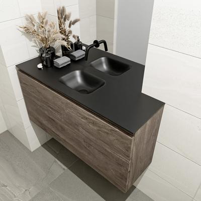 MONDIAZ OLAN 100cm toiletmeubel dark brown. LEX wastafel urban midden geen kraangat