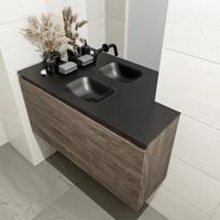 MONDIAZ OLAN 100cm toiletmeubel dark brown. LEX wastafel urban midden geen kraangat - thumbnail