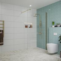 Fortifura Galeria inloopdouche - 120x200cm - helder glas - wandarm - Geborsteld Messing PVD (Goud) SW797917/SW797910 - thumbnail