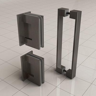 Scharnierset En Greep tbv Profielloze Nisdeur Wiesbaden Less Gunmetal