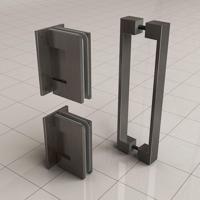 Scharnierset En Greep tbv Profielloze Nisdeur Wiesbaden Less Gunmetal - thumbnail