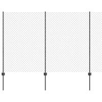 VidaXL Hek met paal grijs 1,5 x 10 m staal en pvc - thumbnail