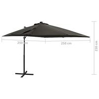 VidaXL Zweefparasol met paal en led-verlichting 250 cm antracietkleur - thumbnail