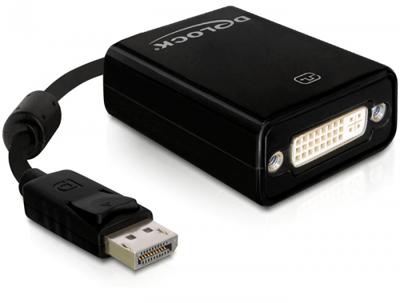 Delock 61847 DisplayPort / DVI Adapter [1x DisplayPort stekker - 1x DVI-bus 24+1-polig] Zwart Met Ferrietkern