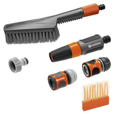 GARDENA Cleansystem schoonmaakset met borstel S soft, zeepstaafjes en aansluitstukken wasborstel