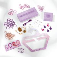 Totum maak je eigen sieraden meisjes paars/roze 16 delig - thumbnail