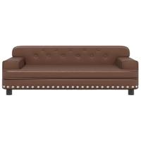 Hondenmand 90x53x30 cm kunstleer bruin - thumbnail