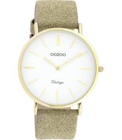 OOZOO Timepieces Horloge Vintage Glitter Goud/Wit | C20148 - thumbnail