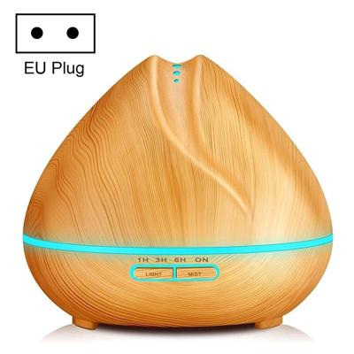 Perzik vorm houtnerf afstandsbediening Ultrasone luchtbevochtiger aromatherapie machine met LED-verlichting capaciteit: 400mL EU-stekker (licht hout