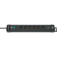 Stekkerdoos brennenstuhl prem 6vdig 2usb 3m zwart - thumbnail