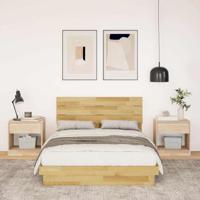 Bedframe hoofdeinde zonder matras 120x190 cm massief hout eiken - thumbnail