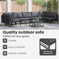 Tuinbankenset met kussen 8 pcs Zwart Staal - thumbnail