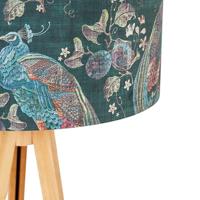 QAZQA Moderne vloerlamp hout stoffen kap pauw 50 cm - Tripod Classic - thumbnail