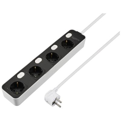 Sygonix SY-6118236 Stekkerdoos met schakelaar 4-voudig Zwart, Wit Randaarde stekker 1 stuk(s) Sygonix SY-6118236 Stekkerdoos met schakelaar 4-voudig Zwart, Wit Randaarde stekker 1 stuk(s)