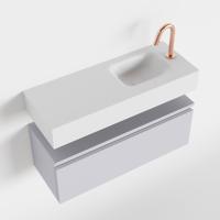 MONDIAZ ANDOR 80cm toiletmeubel cale. LEX 80cm wastafel talc rechts 1 kraangat - thumbnail