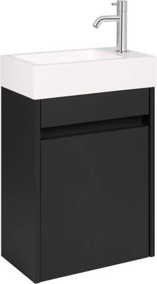 Saqu Florence voorgemonteerd fonteinmeubel in zijdeglans zwart met fontein rechts