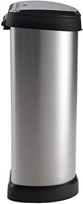 Curver decobin afvalbak ovaal push 40 liter zilver metallic Curver decobin afvalbak ovaal push 40 liter zilver metallic