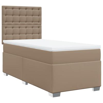 Boxspring met matras kunstleer cappuccinokleurig 120x190 cm - thumbnail