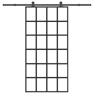 Schuifdeur met beslagset 102x205 cm aluminium en ESG-glas