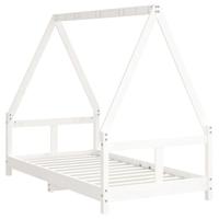 Kinderbedframe 80x160 cm massief grenenhout wit - thumbnail