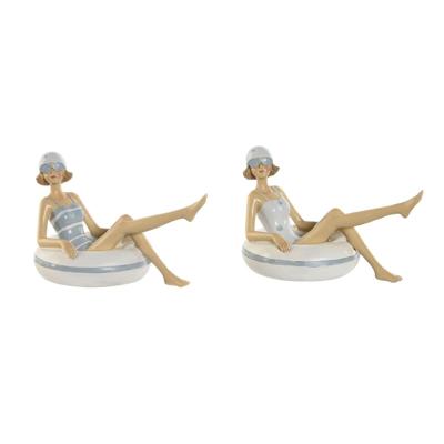 Decoratieve figuren Home ESPRIT Wit Hemelsblauw Mediterrane 17,5 x 10 x 10,5 cm (2 Stuks)