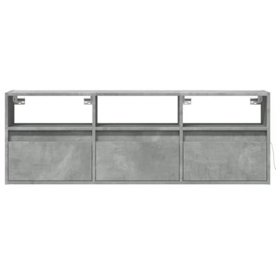 Tv-wandmeubel met LED-verlichting 130x31x45 cm betongrijs