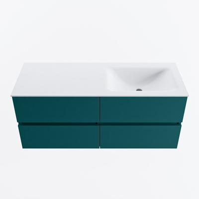 MONDIAZ VICA 120cm badmeubel onderkast Smag 4 lades. Wastafel CLOUD rechts zonder kraangat, kleur Talc.