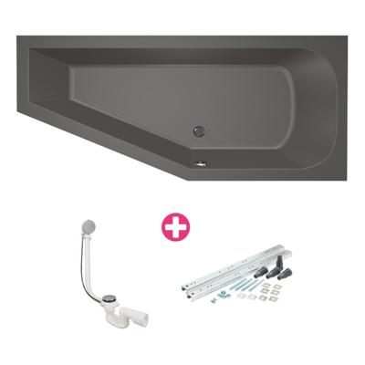 Hoekbad Xenz Lagoon Compact 170x75x45 cm Rechts Antraciet