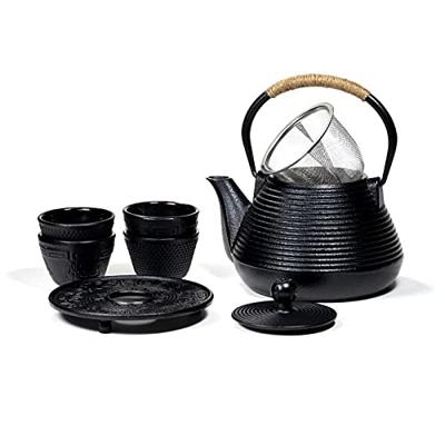 Tetsubin Theepot set 1 liter met Onderzetter + 4 Kopjes