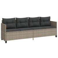 5-delige Loungeset met kussens poly rattan lichtgrijs - thumbnail