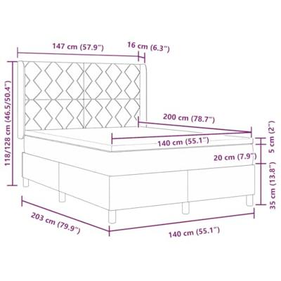 Boxspring bed met hoofdeinde Lichtgrijs 140 x 190 cm Fluweel
