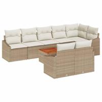 Tuinbankenset met opslag 9 pcs Beige en Crème poly rattan - thumbnail