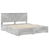Bedframe met hoofdeinde Beton Grijs 200 x 200 cm Bewerkt hout - thumbnail
