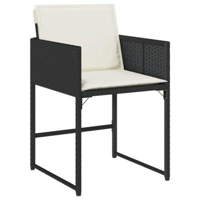 Tuinstoelen 4 st met kussens poly rattan zwart - thumbnail