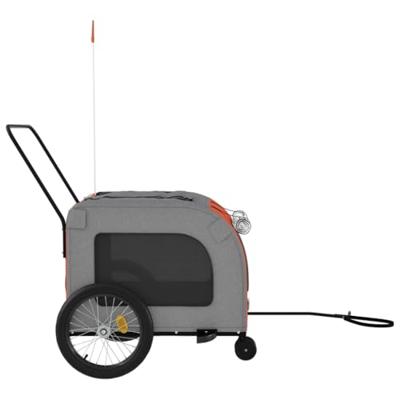 VidaXL Hondenfietstrailer oxford stof en ijzer oranje en grijs - thumbnail