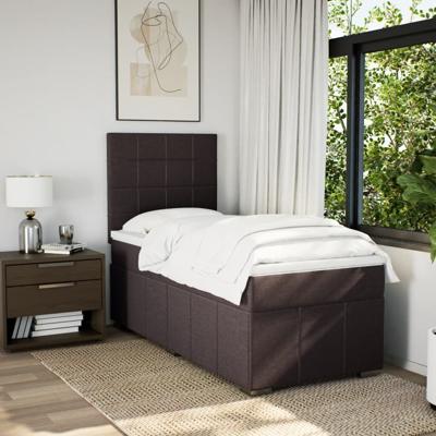 Boxspring met matras stof donkerbruin 90x200 cm - thumbnail
