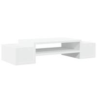 VidaXL Monitorstandaard met opbergruimte 70x27x15 cm bewerkt hout wit - thumbnail