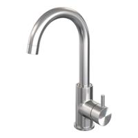 Wastafelmengkraan Brauer Brushed Edition Coldstart Opbouw Hoog Gebogen Korte Ronde Hendel Geborsteld RVS PVD Brauer - thumbnail