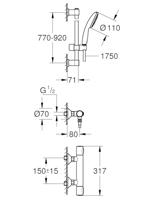 Doucheset - 1 straal - Thermostatische mengkraan - GROHE - 34805001 - Grijs - thumbnail