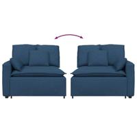 Modulaire bank Armleuning eindmodule met kussens 100 cm blauw - thumbnail
