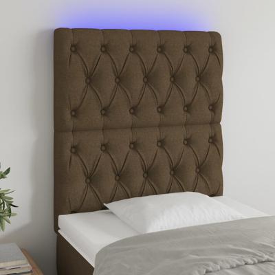 Hoofdbord LED 144x7x78/88 cm stof donkerbruin